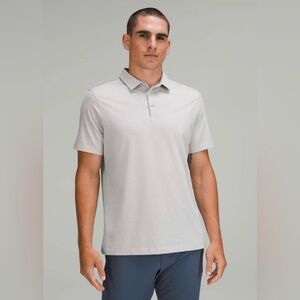 EUC Lululemon Evolution Polo Shirt - Commission Stripe Seal Grey White XXL